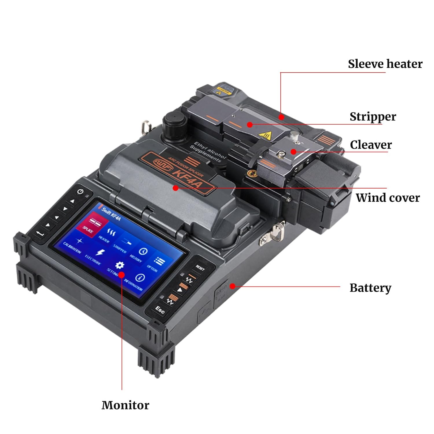 KF4A All In One Optical Fusion Splicer V-groove Alignment Korea Handheld Fiber Splicing Machine - Image 3