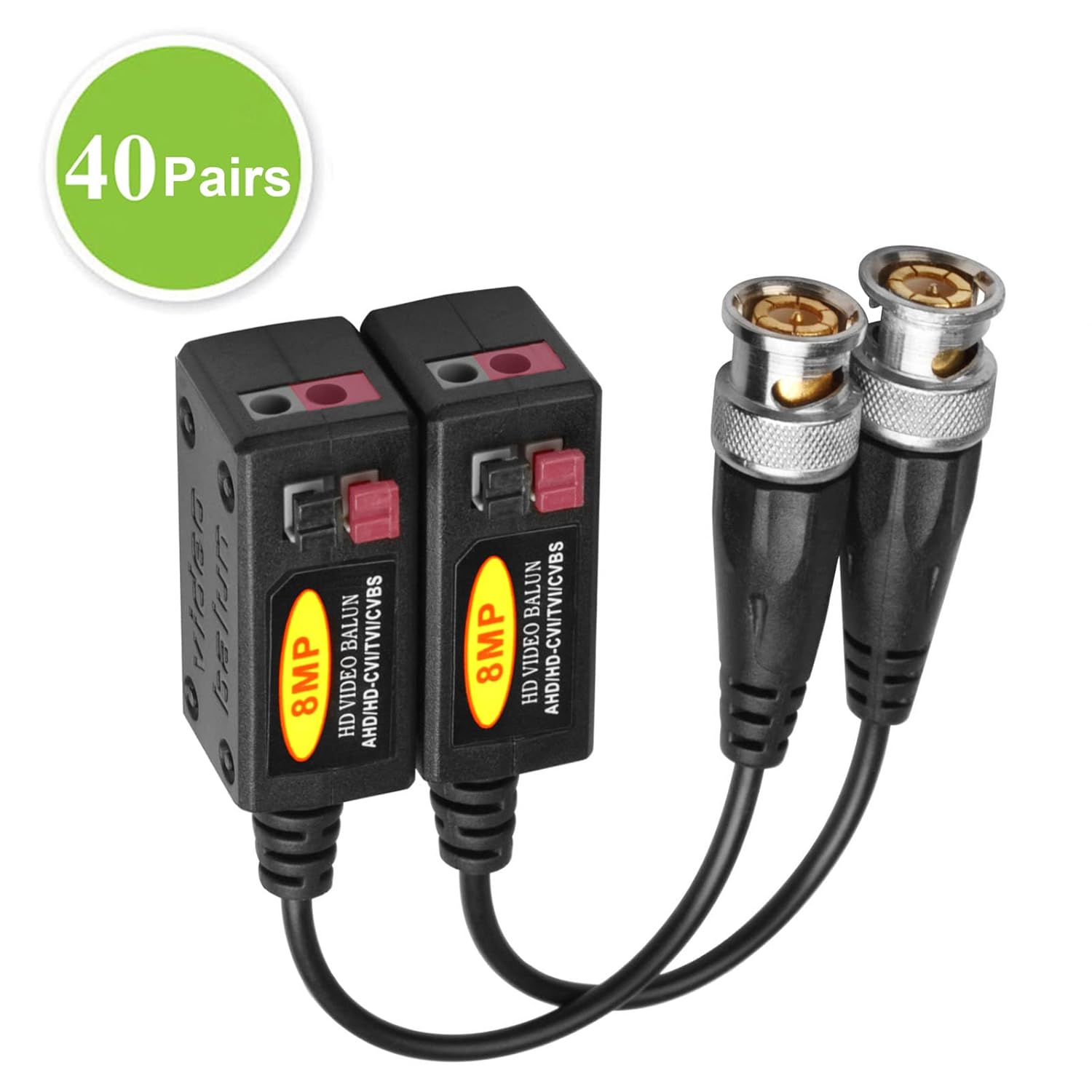 20 Pairs Passive HD BNC Video Balun Transceiver Transmitter AHD/TVI/CVI/CVBS Cable Connectors for 720P/960P/1080P/3MP/5MP/8MP CCTV Security Cameras - Image 6