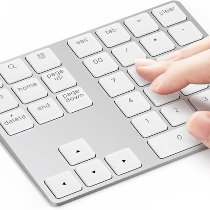Lekvey Bluetooth Number Pad, Aluminum Rechargeable Wireless Numeric Keypad Slim 34-Keys External Numpad Keyboard Data Entry for Laptop, MacBook, MacBook Air/Pro, iMac, Windows, Surface Pro - Silver