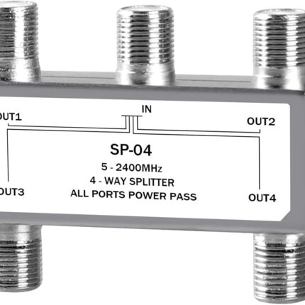 NEWCARE Digital 4-Way Coaxial Cable Splitter 5-2400MHz, RG6 and RG59 Compatible，4 Port Coax Splitter for Satellite, Cable TV, Antenna System, High Speed Internet and MoCA Network
