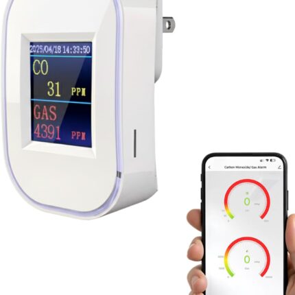 WiFi Carbon Monoxide & Natural Gas Detector Plug-in, 2-in-1 Gas and Carbon Monoxide Detector, Smart CO Detector Plug in & Combustible Gas Leak Detector for Home, RV, Kitchen – Supports 2.4 GHz WiFi
