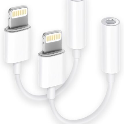 [Apple MFi Certified] 2 Pack Lightning to 3.5 mm Headphone Jack Adapter, iPhone Aux Adapter Converter Dongle Audio Cable Compatible with iPhone 14 13 12 11 X XS 8 7
