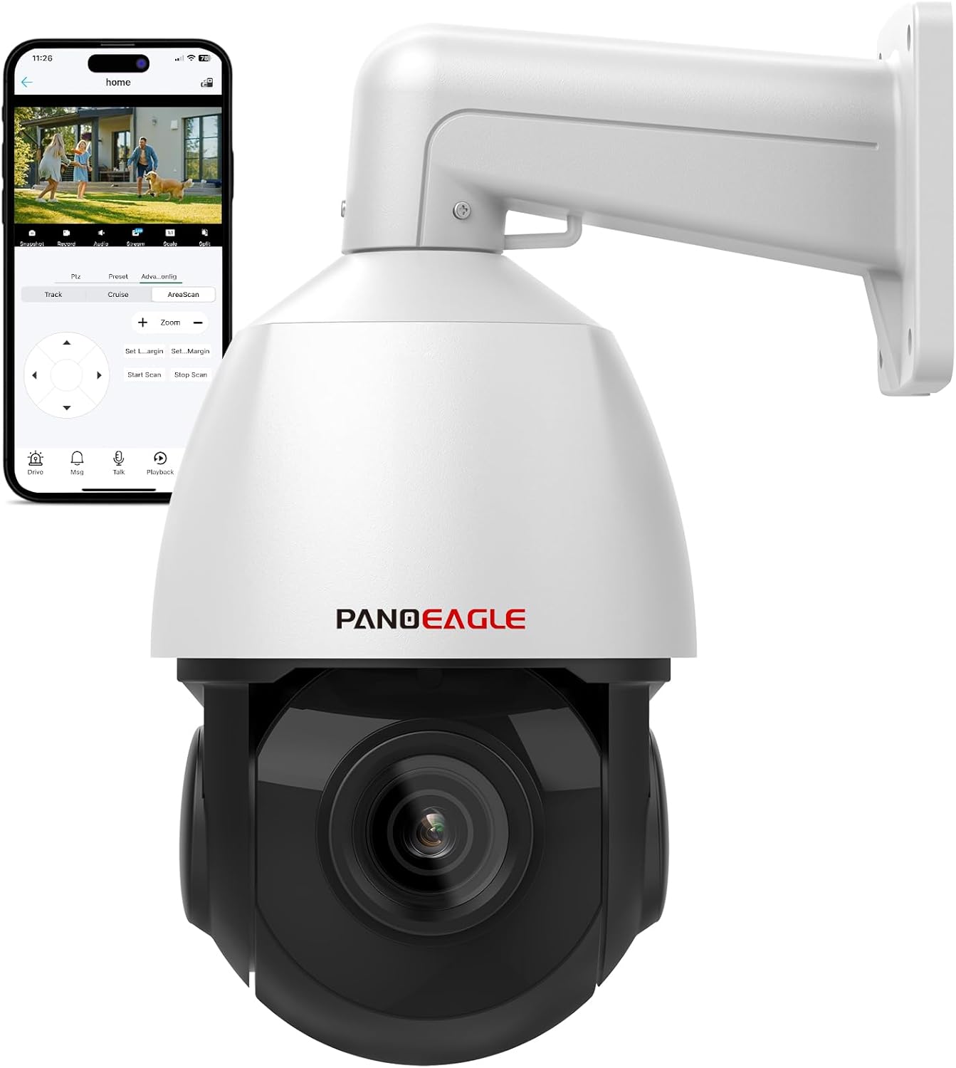 PANOEAGLE 5MP PTZ PoE IP Camera Outoodoor Speed Dome, 18x Optical Zoom Security Camera with Auto Tracking, Human Vehicle Detection, Two Way Talk, 330ft IR Night Vision, IP66