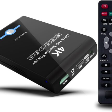 4K Ultra HD Media Player & HDD Enclosure 2-in-1,Digital Signage, Play H.265/HEVC H.264/AVC MP4 MKV Videos,MP3 Music,JPG Photos,Auto Playback and Resume,Supports HDDs,USB/SD Card,4k HDMI,Analog AV.