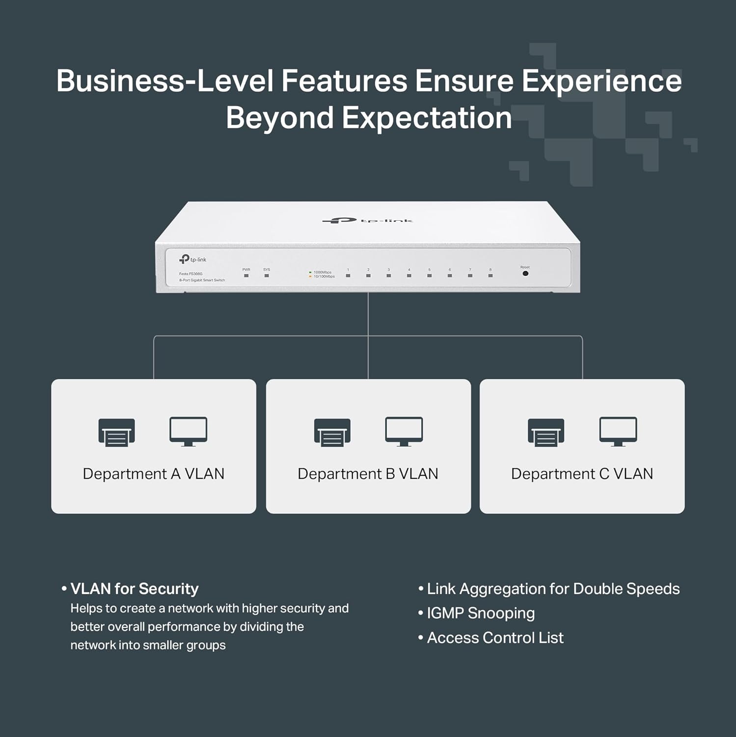 TP-Link Festa FS308G - 8 Port Gigabit Smart Managed Switch, Self-Organizing Network Free Cloud Management Fanless Static Routing, Vlan, ACL, LAG Desktop/Wall Mount, Does not Work w/ Omada - Image 6