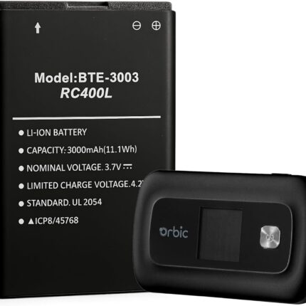 Battery Replacement for Orbic Verizon Speed Mobile Hotspot RC400L Model BTE-3003 ORB400LB Mobi Repair Part Fix Dead Power Issue, Rechargeable, High Capacity, Safe and Reliable