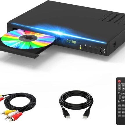 Blu Ray DVD Player, 1080P Home Theater Disc System, Play All DVDs and Region A 1 Blu-Rays, Support Max 128G USB Flash Drive + HDMI/AV/Coaxial Output + Built-in PAL/NTSC with HDMI/AV Cable
