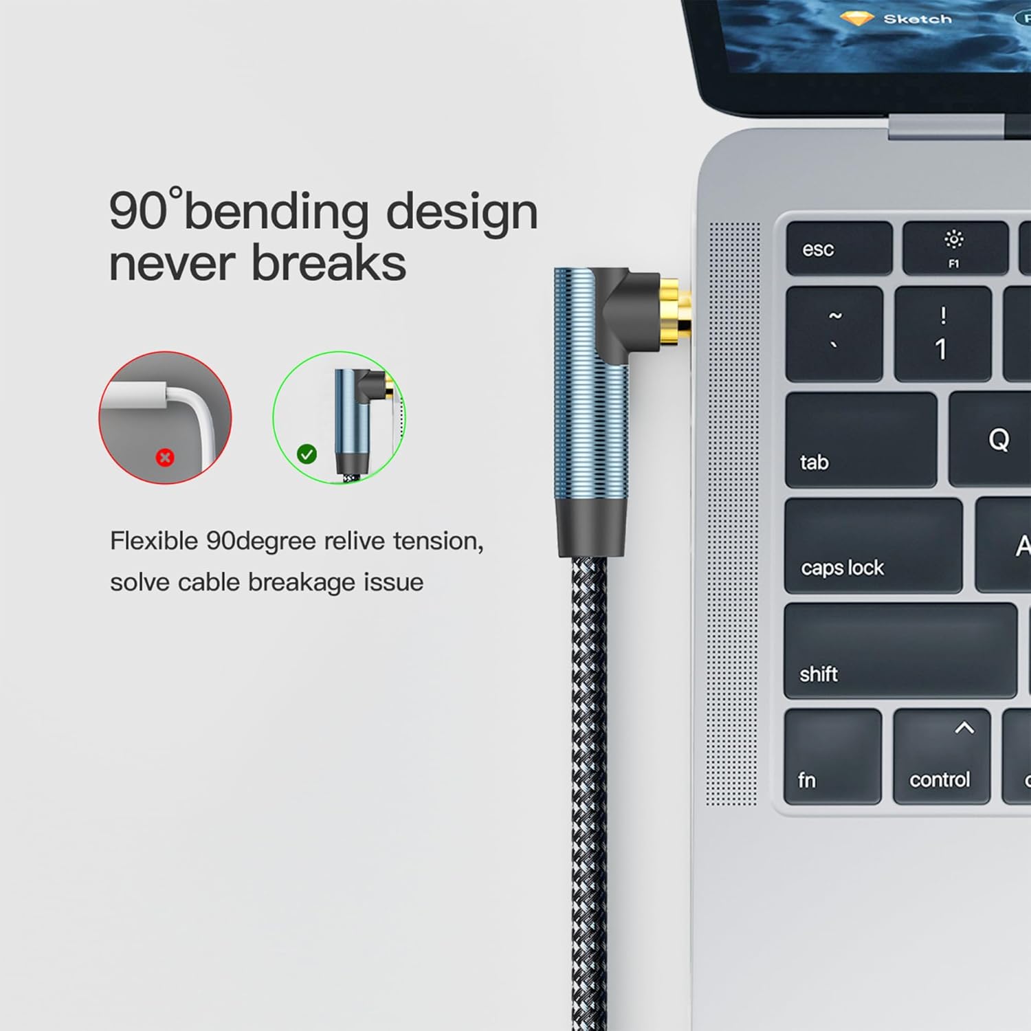 AUX Cord 6ft,3.5mm Stereo Audio Cable 90 Degree Nylon Braided 3.5mm Male to Male Stereo Aux Cables Right Angle TRS Cable Portable Compatible for Headphone, car,Tablets, Speakers - Image 2