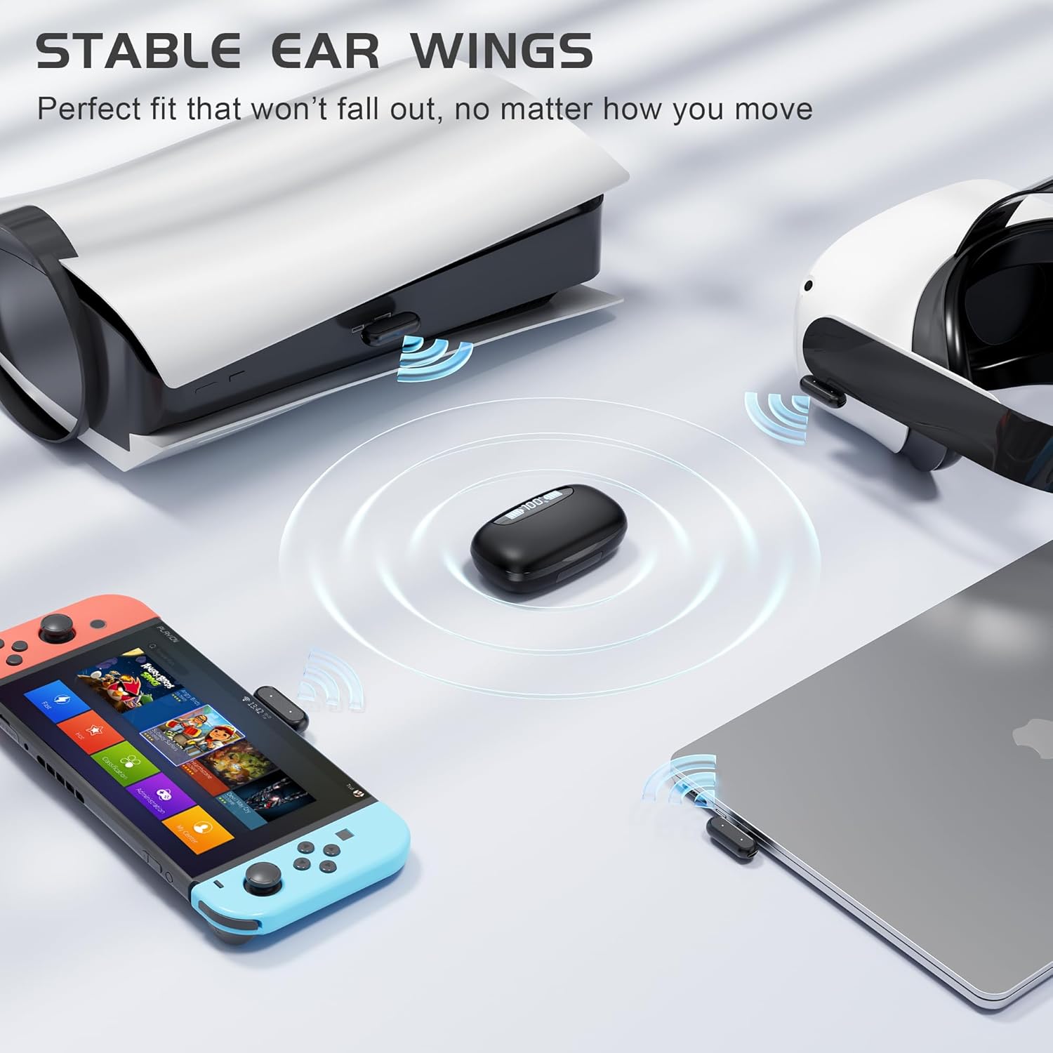 IAMJOY Gaming Earbuds, 20ms Low Latency, Wireless Game Earbuds with LED Display, 90H Play Time, 2.4GHz & Bluetooth, Noise-Canceling Mic Compatible with Meta Quest, PS5/4, VR, Switch, PC - Image 8