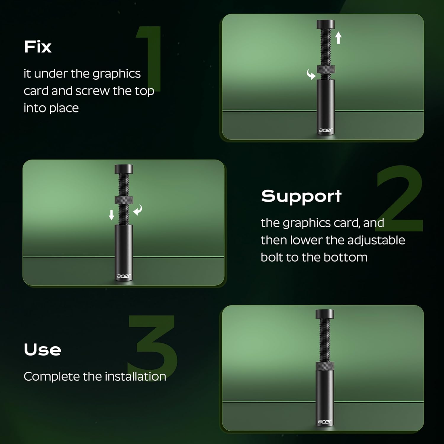 acer GPU Support Bracket, GPU Sag Bracket, Graphics Card GPU Stand with Magnet & Non-Slip Base, Video Card Holder (S, 25-50mm) - Image 6