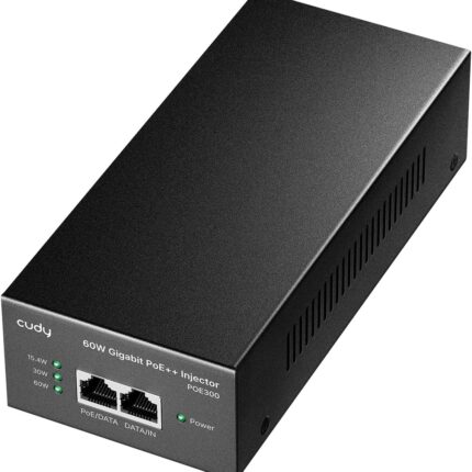Cudy POE300 60W Gigabit Ultra PoE++ Injector, Up to 60W Ultra Power Supply, 1000Mbps Shielded RJ-45, IEEE 802.3 af/802.3 at/802.3 bt Compliant, Metal housing