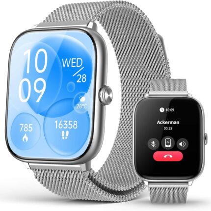 2.06" AMOLED Smart Watches with Blood Pressure, 118 Sports Modes, Fitness Activity Tracker for Men Women, Heart Rate Sleep SpO2 and Stress Monitor, IP68 Waterproof, Compatible with Android and iPhone