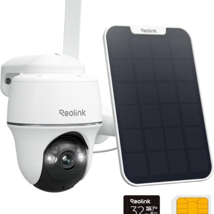 REOLINK 5MP 4G LTE Cellular Security Camera Outdoor, 360° Pan-Tilt, Sim+32GB SD Card Included, Wireless Solar Powered, Color Night Vision, Smart AI Detection, Go PT Plus+Solar Panel, Updated Version