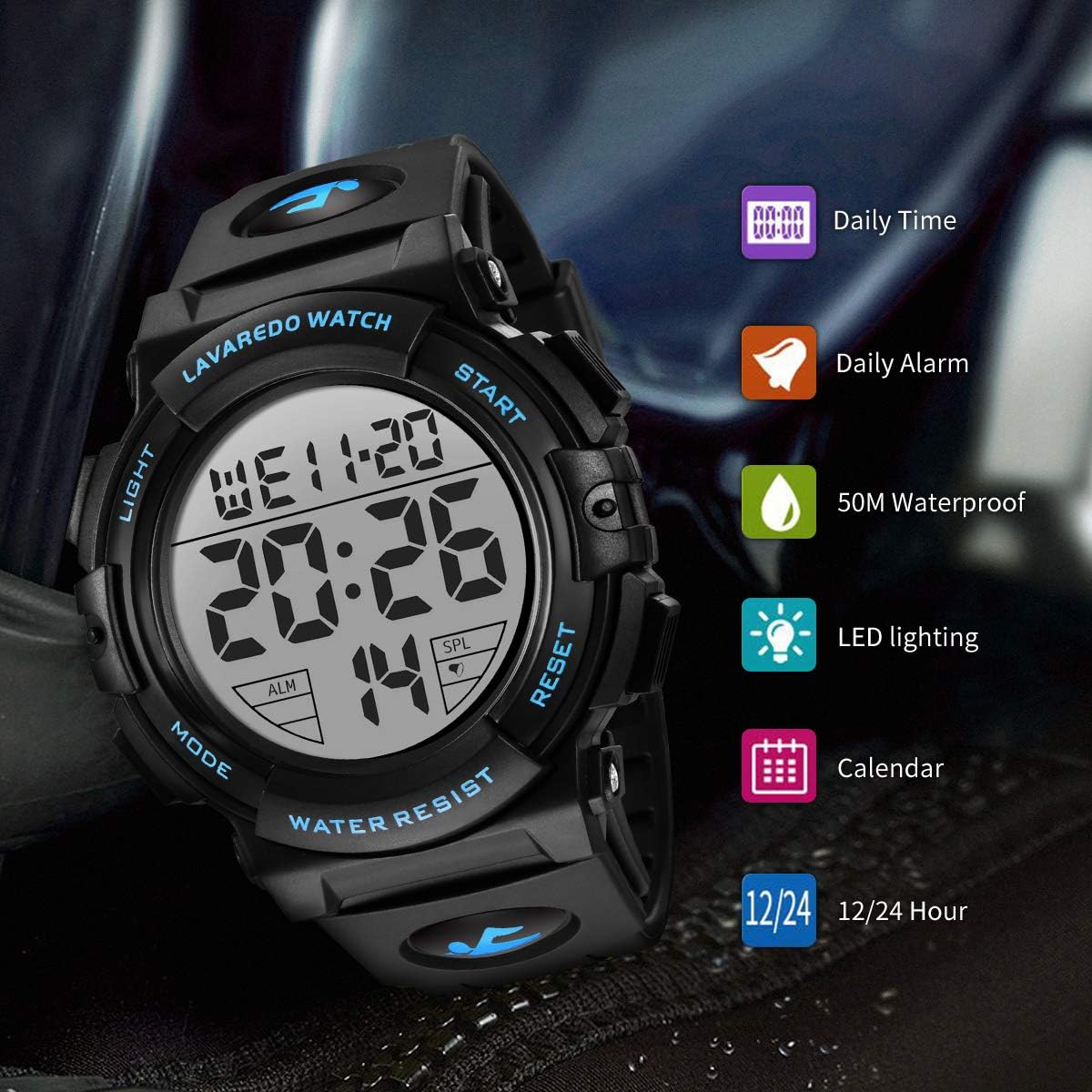 Mens Digital Watch Sports Military Watches Waterproof Outdoor Chronograph Wrist Watches for Men with LED Back Ligh/Alarm/Date - Image 3