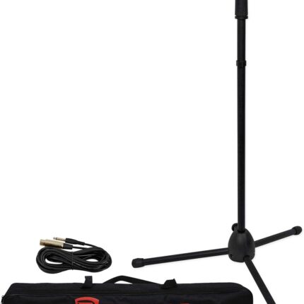 Rockville Wired Pro MIc Kit 1 - High-End Metal Microphone+Mic Stand+Carry Bag+Cable, Black