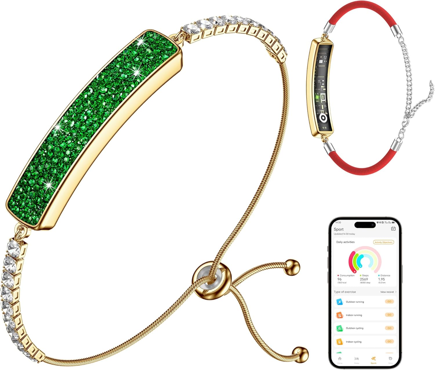 Smart Bracelet for Women, Health Activity Fitness Trackers, 24/7 Heart Rate, HRV, Blood Oxygen & Stress Monitor, 24H Sleep Tracker, Free APP for iOS & Android, Green