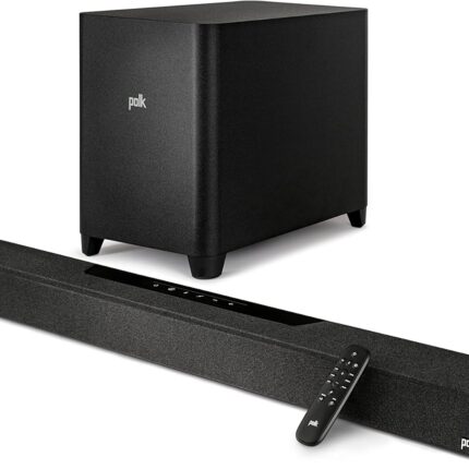 Polk Audio MagniFi Max AX 5.1.2 Channel Sound Bar with 10" Wireless Subwoofer, Dolby Atmos and DTS:X Certified, Polk's Patented VoiceAdjust & SDA Technologies, TV Speakers, Easy Setup, Black