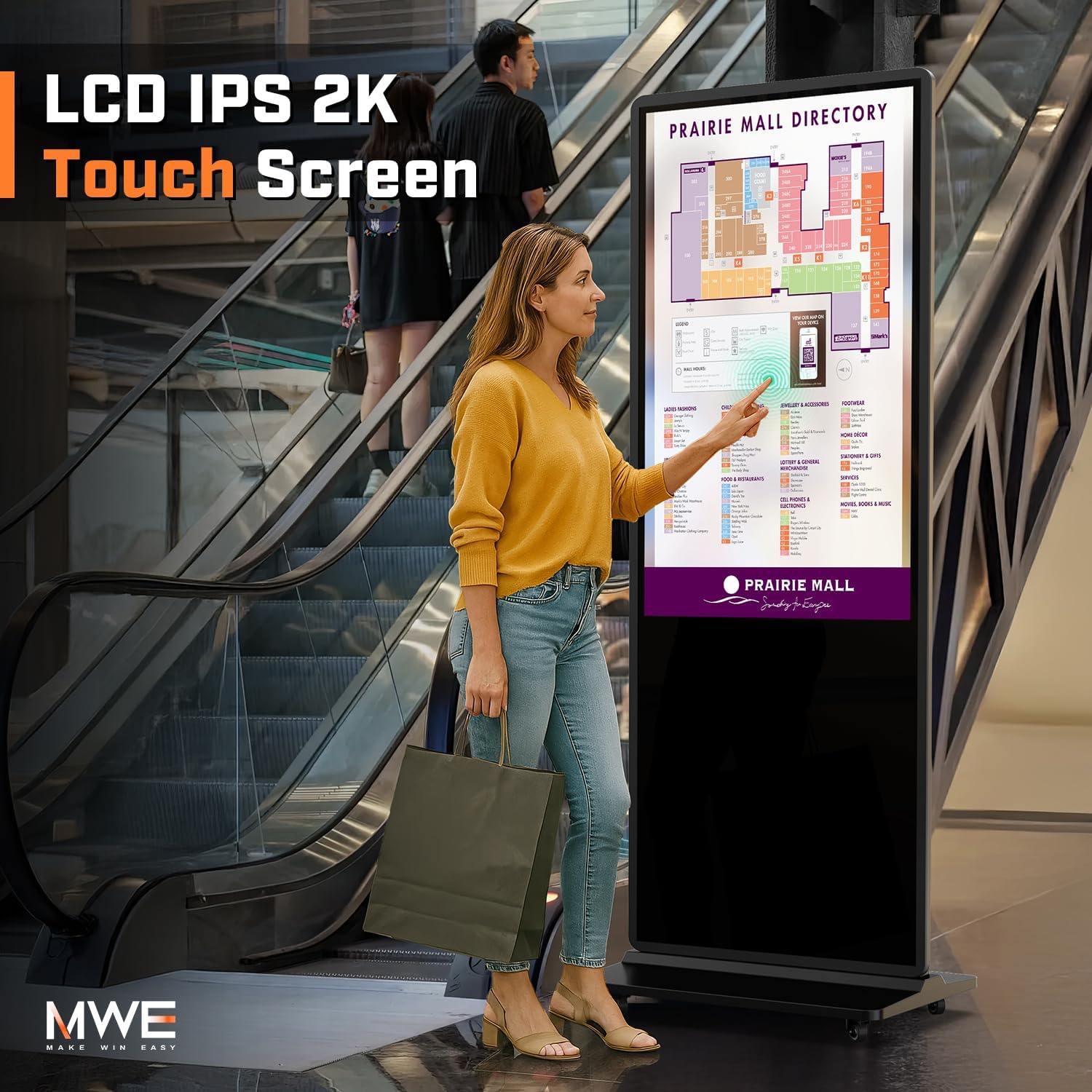 MWE 43 Inch Indoor Digital Signage Touchscreen Kiosk Floor Standing Advertising Display LCD Totem Interactive Display Poster Android System with Auto Media Player - Image 2
