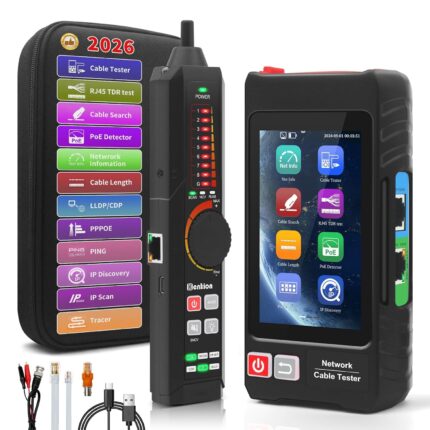 Multifunction RJ45 Network Caber Tester, 4" IPS Touch Screen UTP Cable Tester,Rechargeable Ethernet Cable Tracer,Support Network Tools, POE++ Detect,Cable Length Meter,RJ45 TDR Test, NCV,PD Power,FTP