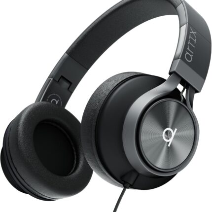 ARTIX CL750 Over Ear Headphones Wired with Mic & Volume Control, Audio with 100% Noise Cancelling Computer Wired, Plug in for Laptop, Dj Corded Studio Headphones