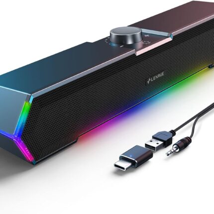 LENRUE G11 Computer Speakers for Desktop, Touch Lights PC Speakers with Surge Clear Sound, USB C/USB Powered for Computer Desktop PC Laptop Monitor