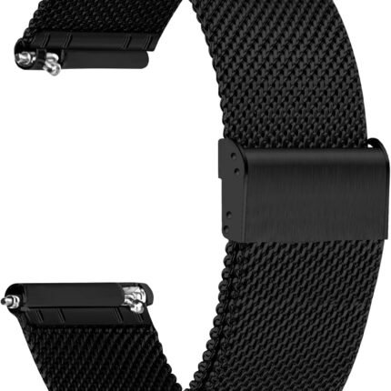 Mesh Watch Band Metal - Black Quick Release Watch Bands for Men Women - Stainless Steel Smart Watches Strap Bracelet Replacement - 10mm 12mm 14mm 16mm 18mm 20mm 22mm