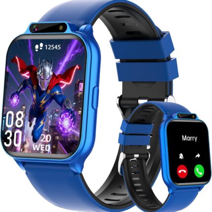 Smart Watch for Kids, 1.85" Fitness Tracker with Heart Rate, Sleep Monitor, IP68 Waterproof Smartwatches with Video Music, Pedometer, Game, NO APP/Phone, Gift for Boys Girls. (Classic, Blue)