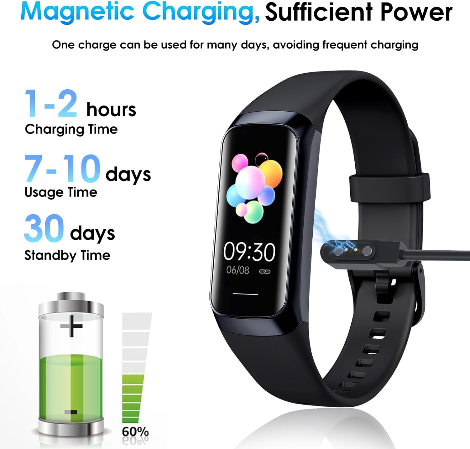 Fitness Tracker, 24/7 Heart Rate Blood Oxygen Blood Pressure Body Temp Monitor Sleep Calorie Tracker with 1.1" AMOLED Touch Color Screen Pedometer Smart Watch Waterproof for Women Men - Image 8