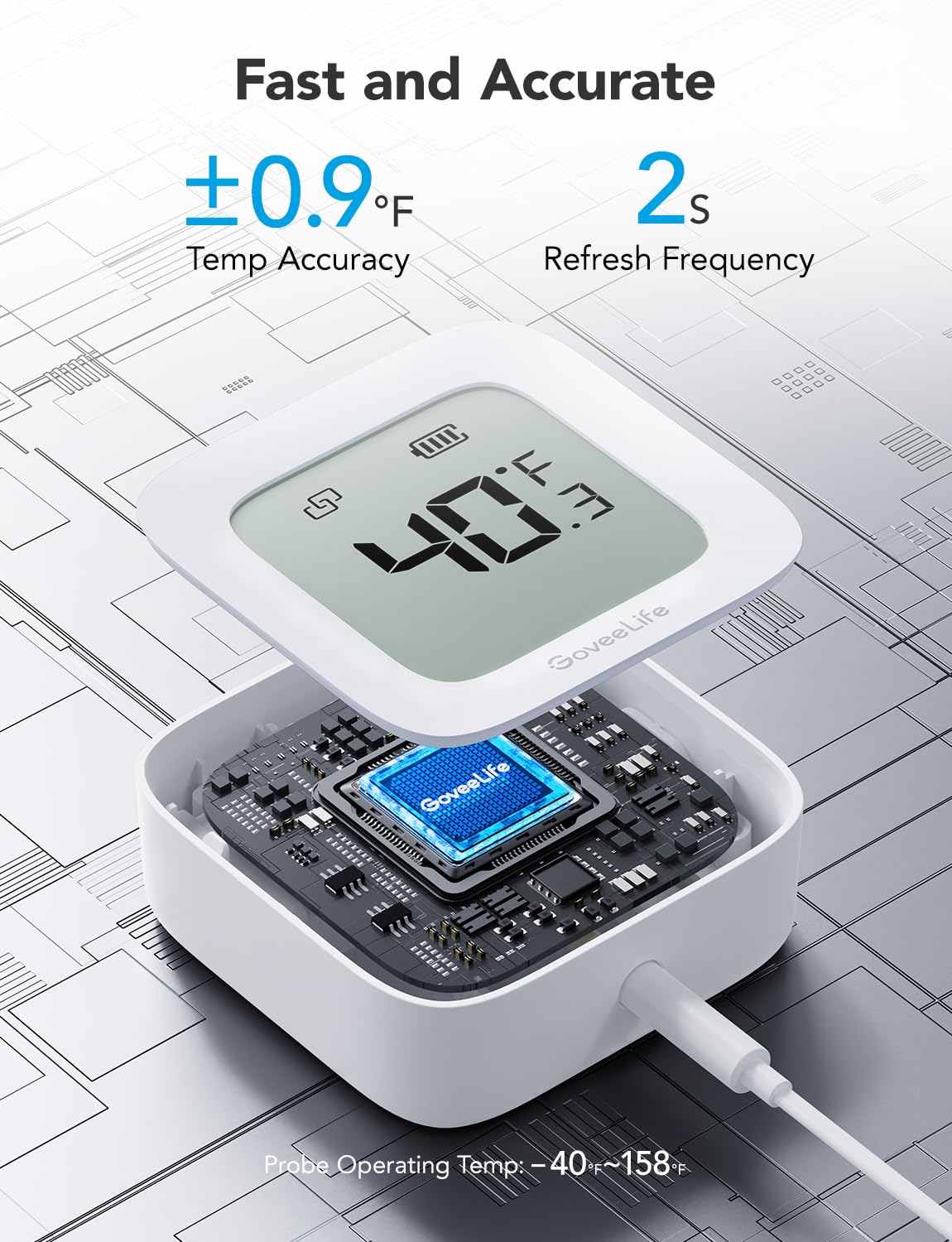 GoveeLife WiFi Refrigerator Thermometer with Alarm, Wireless Digital Freezer Temperature Gauge with App Control, LCD Display, 2 Years Free Data Export, for Home Kitchen Fridge Hot Tub 2 Pack - Image 5