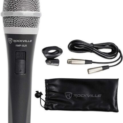 Rockville RMP-XLR Dynamic Super Cardioid Microphone, 10ft XLR Cable, Rugged Plastic Body, Clear Sound, M-06 Cartridge, for Vocals and Instruments