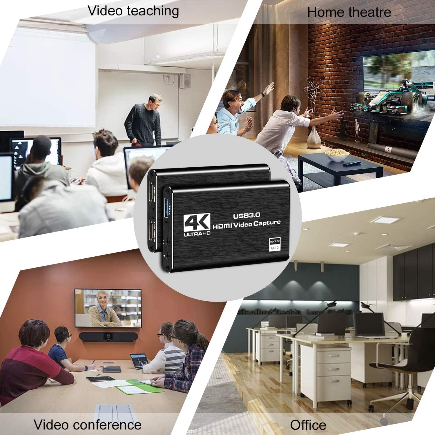4K HDMI Capture Card for Streaming, Full HD 1080P 60FPS USB 3.0 Cam Link Game Audio Video Capture Card, Work with Camera/Nintendo Switch/Xbox/PS4/PS5/PC/OBS (Black) - Image 5