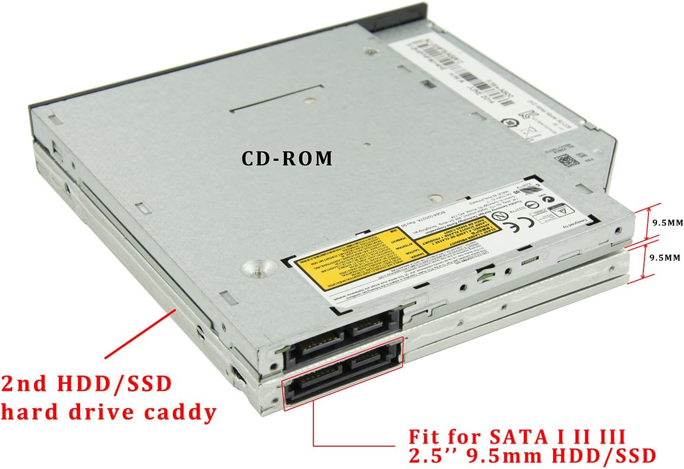 Universal 9.5mm SATA to SATA 2nd SSD HDD Hard Drive Caddy Adapter Tray Enclosures for DELL HP Lenovo ThinkPad ACER Gateway ASUS Sony Samsung MSI Laptop - Image 6