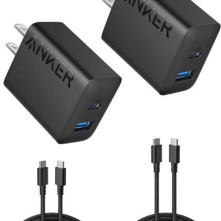 Anker iPhone 17/16 Charger, 2-Pack 20W Fast USB C Charger Block, for iPhone 16/16 Pro Max/15 Series/iPad Pro and More (Black, 2 Pack & 2 Cable)