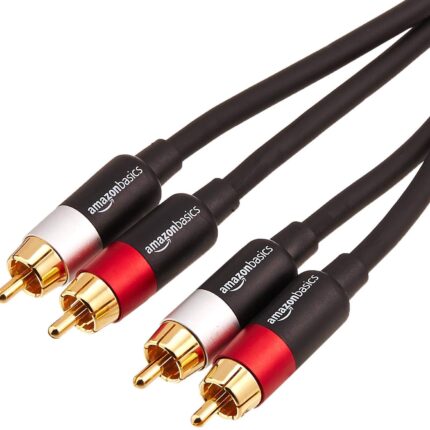 Amazon Basics 2 RCA Audio Cable for Amplifier,Active Speakers or Subwoofer with Gold-Plated Plugs, 4 Feet, Black
