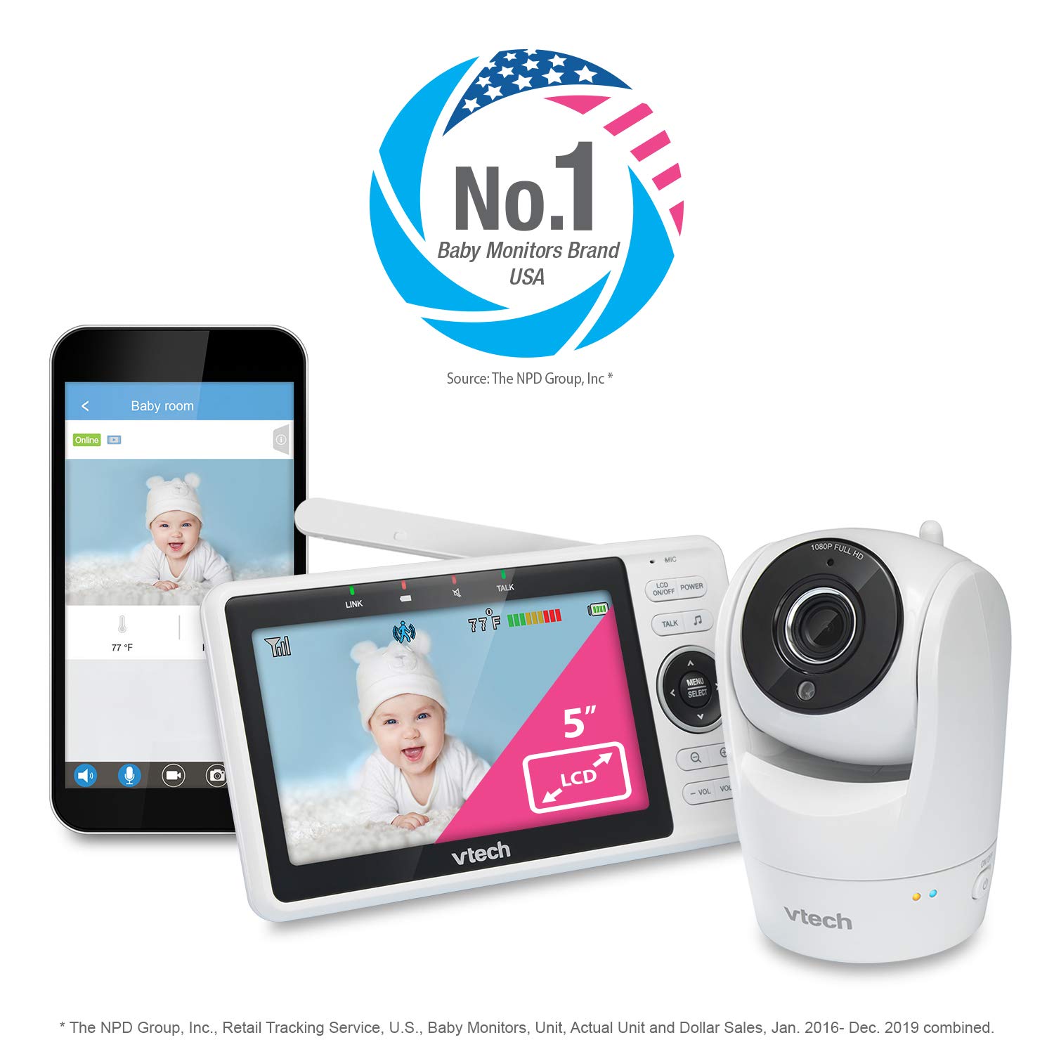 VTech VM901 Smart WiFi Baby Monitor with 1080p FHD Camera and 5" HD IPS Display, Free App, Remote Pan Tilt Zoom, Night Vision, Motion Detection Alerts - Image 13