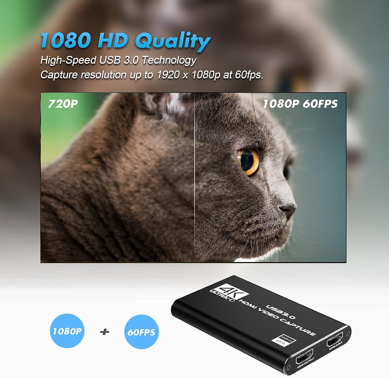 4K HDMI Capture Card for Streaming, Full HD 1080P 60FPS USB 3.0 Cam Link Game Audio Video Capture Card, Work with Camera/Nintendo Switch/Xbox/PS4/PS5/PC/OBS (Black) - Image 6