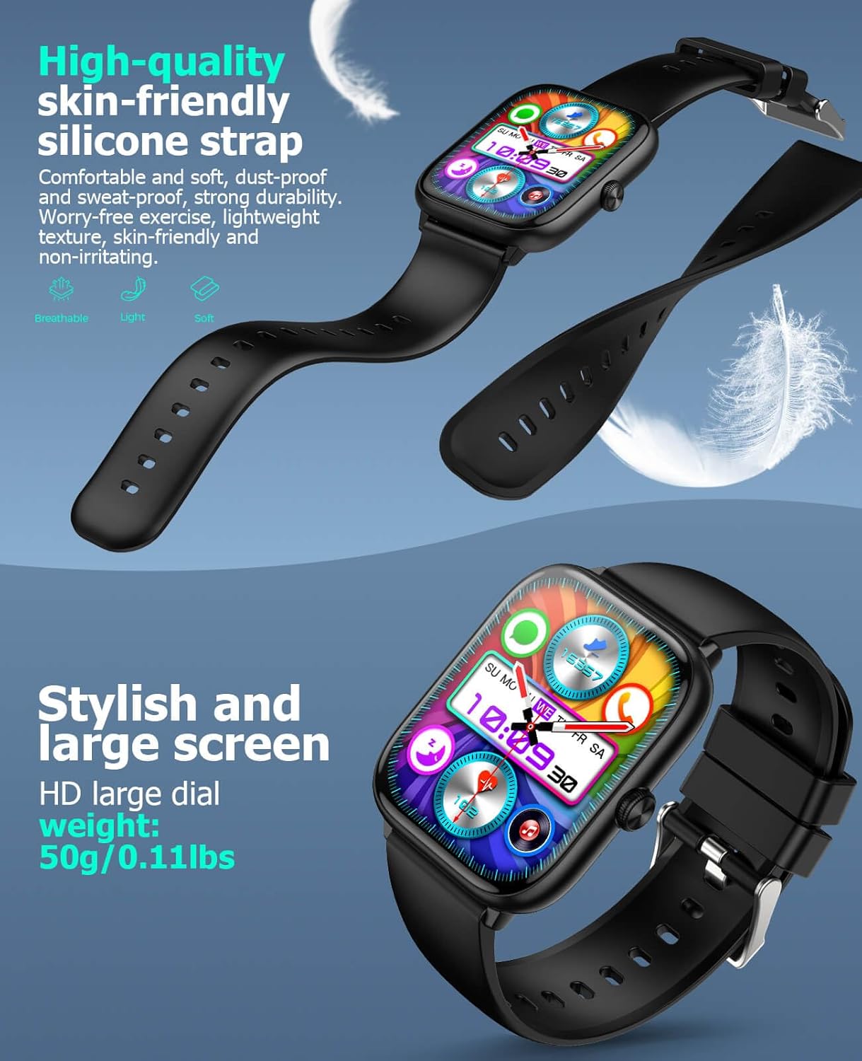 Smart Watch for Men with Bluetooth Call, 2.06" AMOLED Fitness Tracker with 118 Sports Modes, Blood Pressure/Heart Rate/Sleep/Blood Oxygen Monitor, IP68 Waterproof, Compatible with Android and iPhone - Image 6
