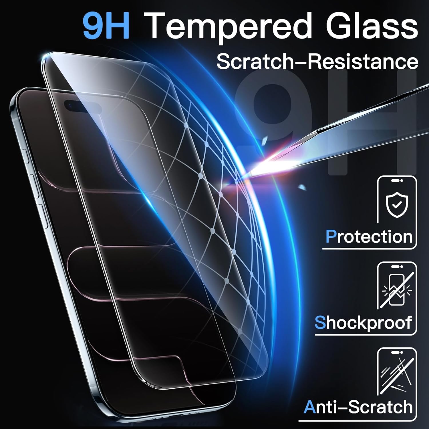 JETech Screen Protector for iPhone Air, Tempered Glass Film with Easy Installation Tool, 9H Hardness, Case-Friendly, 6.5-Inch Display, 3-Pack - Image 5