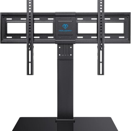 PERLESMITH Universal Swivel TV Stand Legs for 37-65 75 inch LCD LED TVs, Height Adjustable Table Top Mount with Tempered Glass Base, VESA 600x400mm, Television TV Stands Holds up to 99lbs, PSTVS13