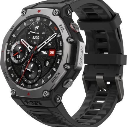 Amazfit T-Rex 3 Rugged/Military Smart Watch 48mm, GPS (with Privacy), Offline Maps, Long Battery Life,328 Feet Water-Resistant, 170 Fitness/Sport Modes, AI, Voice Control, for Android or iPhone, Black