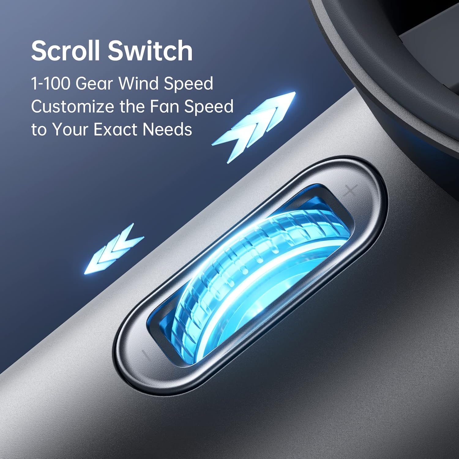 JISULIFE Handheld Fan Pro - Extreme Cooling Output: 1-100 Speed Scroll Wheel, Metal Body, Digital Display, 1.5H Fast Charge, 5000mAh-Portable Fan for Travel, Valentines Day Gifts for Her Him(Grey) - Image 6