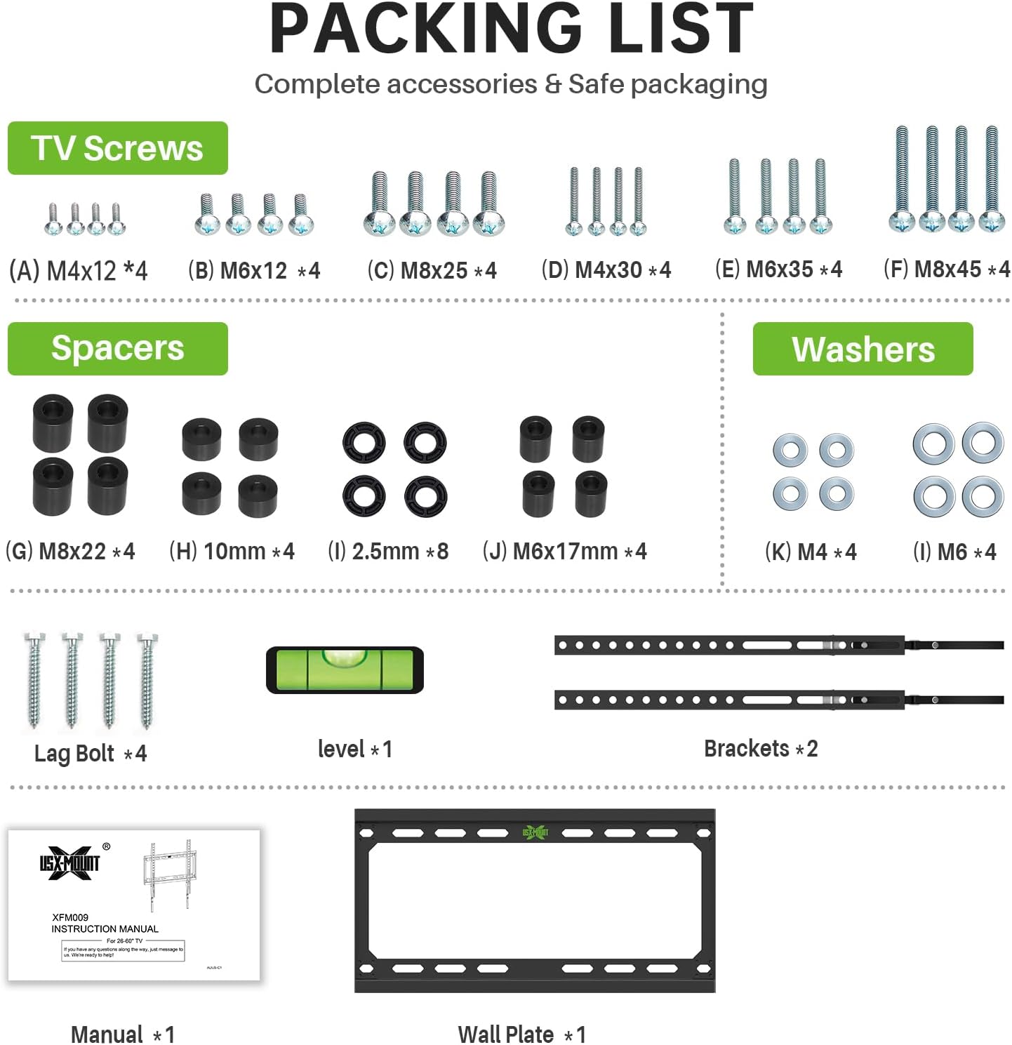 USX MOUNT Fixed TV Wall Mount with Low Profile for Most 26-55 Inch LED, LCD and Flat Screen TVs, TV Mount Bracket with VESA Up to 400x400mm and Weight Capacity 99lbs,and Space Saving TV Bracket - Image 6