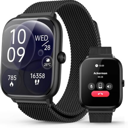 Smart Watch for Men with Blood Pressure Monitor, 2.06" AMOLED Always-On Display, IP68 Waterproof Fitness Tracker, 118 Sports Modes, Heart Rate/SpO2/Sleep Monitor, Compatible with Android iPhone