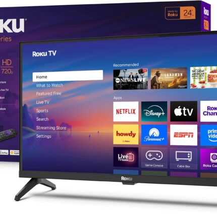 Roku Smart TV 2025 – 24-Inch Select Series, 720p HD TV – Roku TV with Voice Remote – Flat Screen LED Television with Wi-Fi for Streaming Live Local News, Sports, Family Entertainment