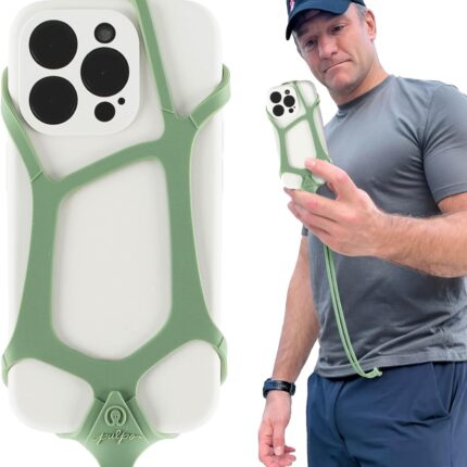 Pulpo Safety Cell Phone Lanyard Green Fits Smartphones 6.1 to 6.8” - Anti Theft Phone Strap for Men & Women, Lanyards for Phones, Hiking Phone Holder & Cellphone Lanyard, Silicone Crossbody Straps