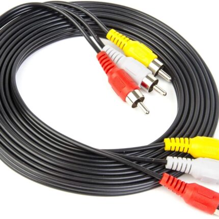 10FT RCA Audio/Video Composite Cable DVD/VCR/SAT Yellow/White/red connectors 3 Male to 3 Male