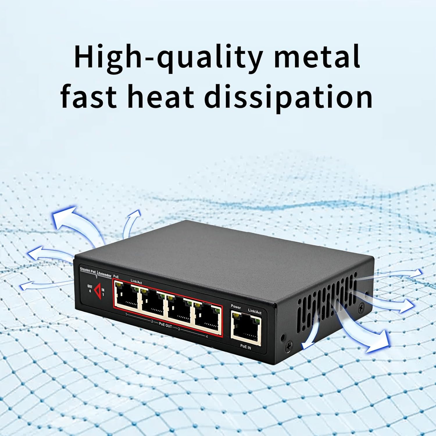 60W 4-Port Gigabit PoE Switch/Extender PoE Splitter Repeater, 10/100/1000Mbps, Supports IEEE 802.3af/at for Ethernet Extension, 6KV Lightning Protection, by CENTROPOWER - Image 7