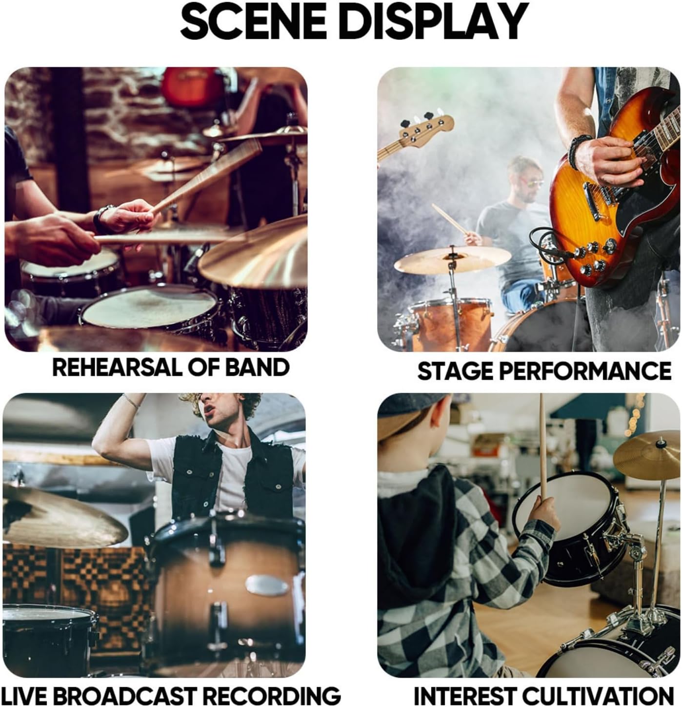 W IN-MIX 7 Piece Wired Dynamic Drum Mic Kit (Whole Metal)- Kick Bass, Tom/Snare & Cymbals Microphone Use for Drums, Vocal, Other Instrument Complete with Thread Clip, Mics Holder - Image 8