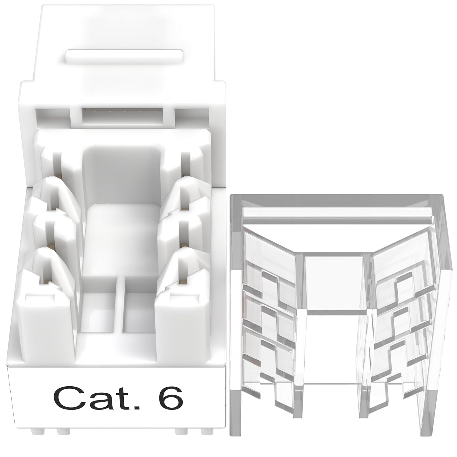 SATMAXIMUM 10 Pack Cat6 Keystone Ethernet Wall Jacks RJ45 Punch Down Slim Profile UTP White, 45 Degree for Patch Panel & Wall Plate, Supports Up to 10Gbps - Image 8