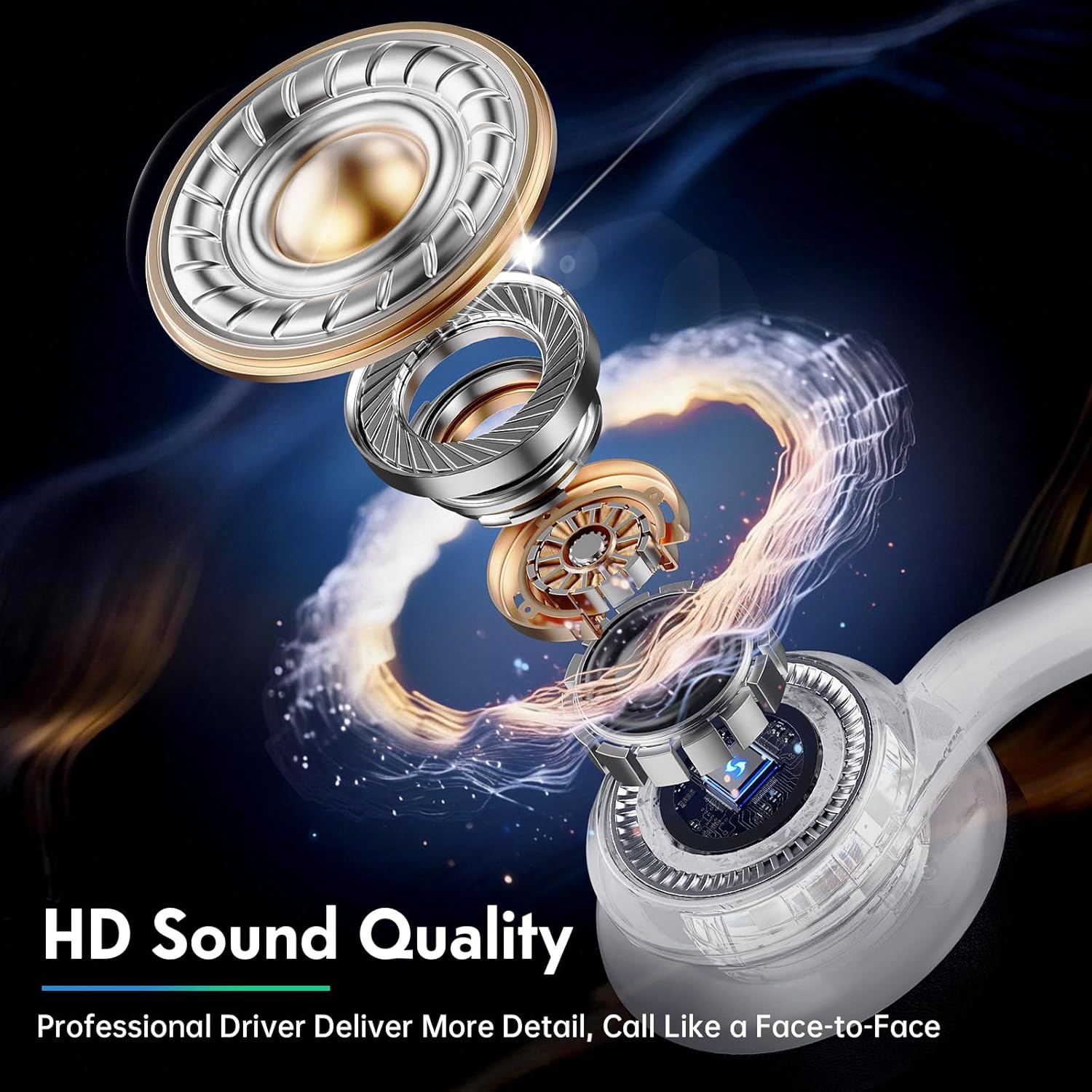 Wireless Headsets with Microphone, Wireless Headset for Cell Phones Laptop Computer, Ultra Lightweight& 50+ Playtime, On Ear Bluetooth Headphone Fit for PC/Call Center/Computer/Laptop/Teams-White - Image 6